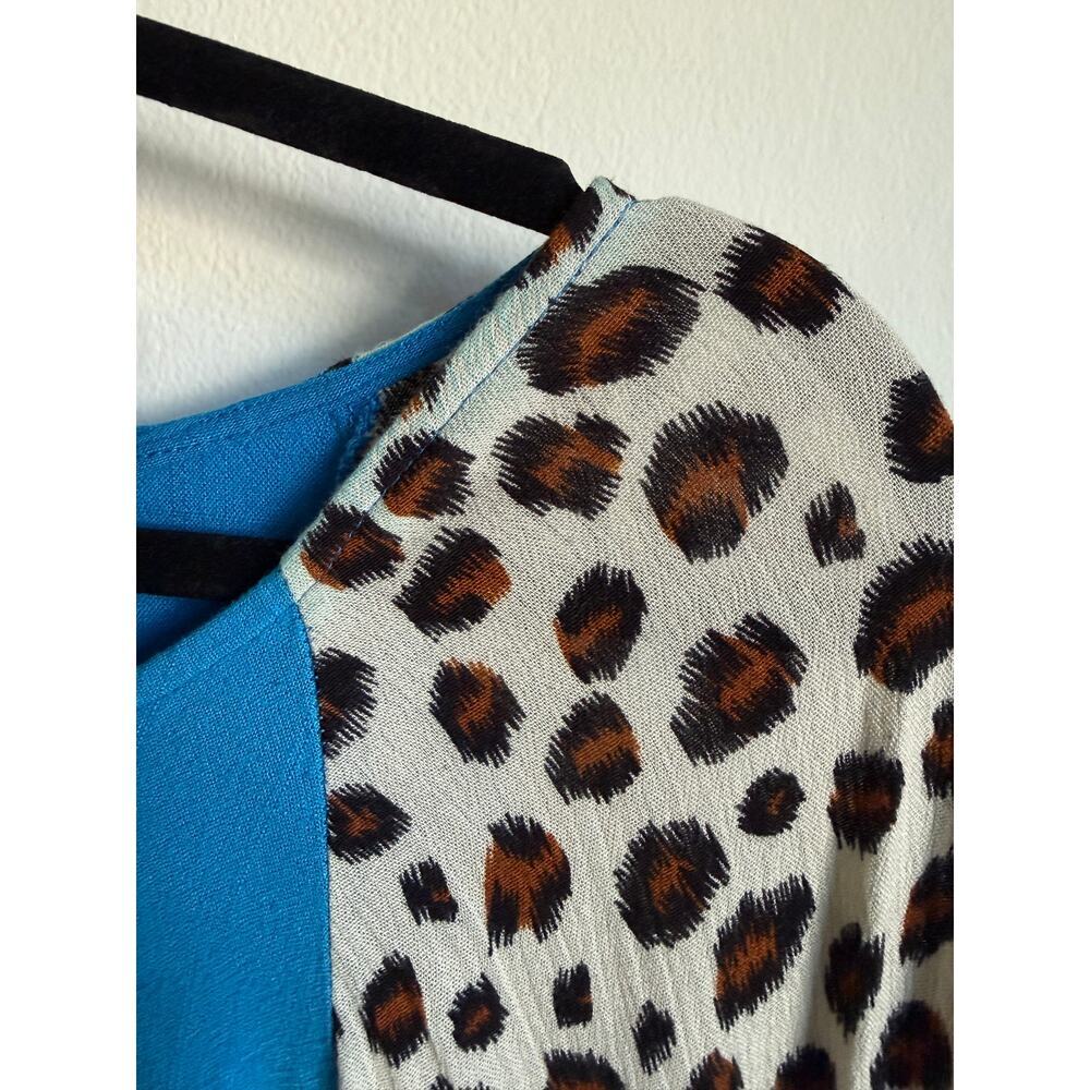 Umgee Linen Leopard Ruffle Sleeve Tunic Top Boho Coastal Cowgirl XL - Picture 7 of 8